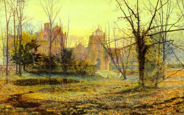 Evening Knostrop Old Hall city scenes landscape John Atkinson Grimshaw cityscapes Oil Paintings